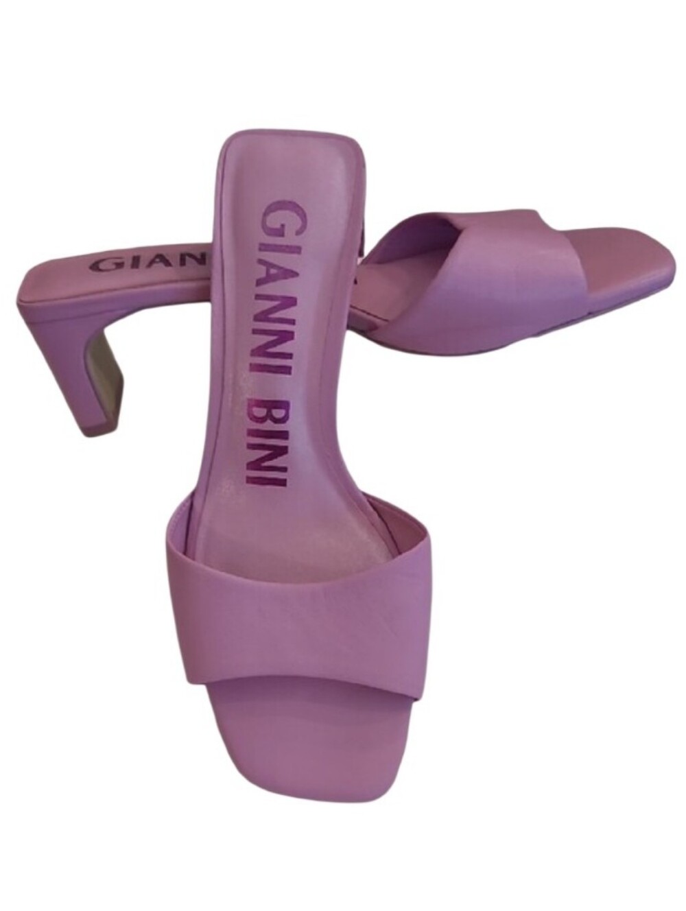 Gianni Bini Pink Open-Toe Slide Mules Block Heel